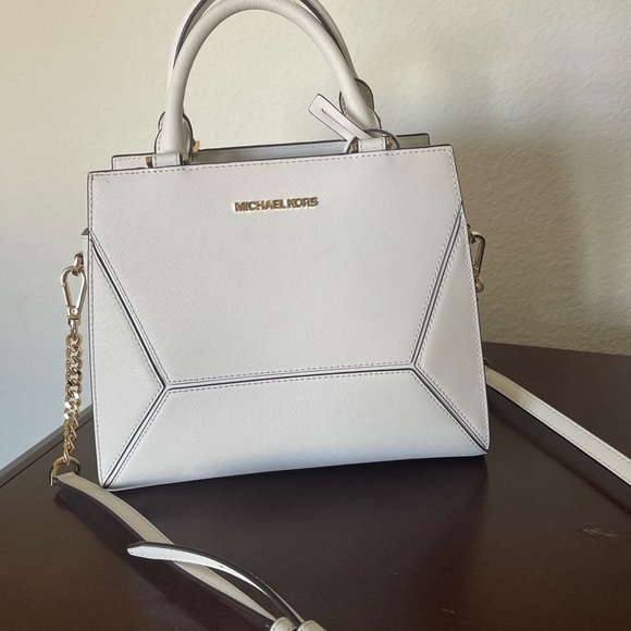 Michael Kors White Satchel with Gold Accents - Picture 2 of 7